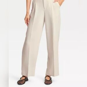 Women's A New Day Pleated Trousers With Belt Sz 4 Reg NWT Poly Linen